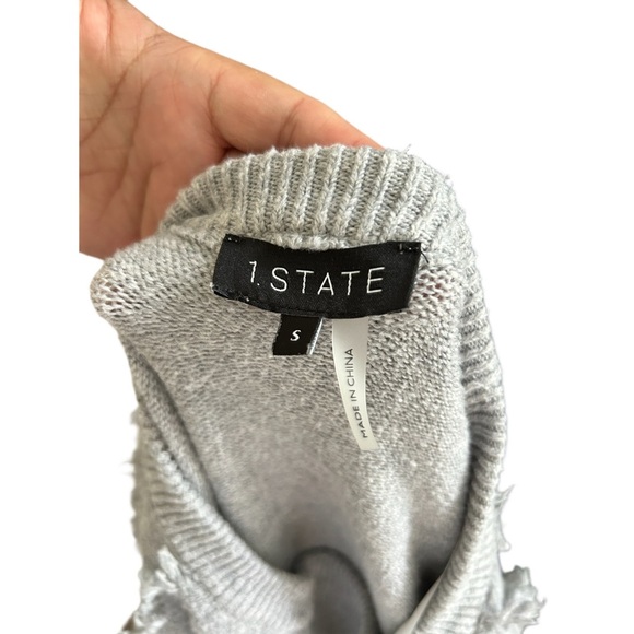1. STATE Gray Fringe Stretchy Sweater - Picture 2 of 3